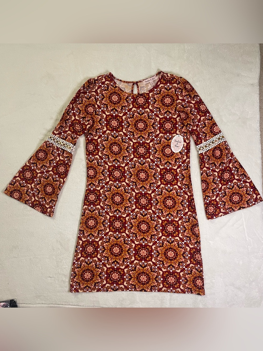 NWT Harlow & Rose Retro Style Long Sleeve Hippie Dress size S - Picture 5 of 12